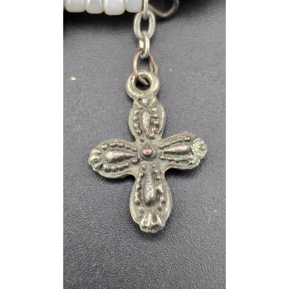 Multi-Layer Murano Millefiori? Glass Beaded Wrap Bracelet W/ Religious Charms - Picture 7 of 9